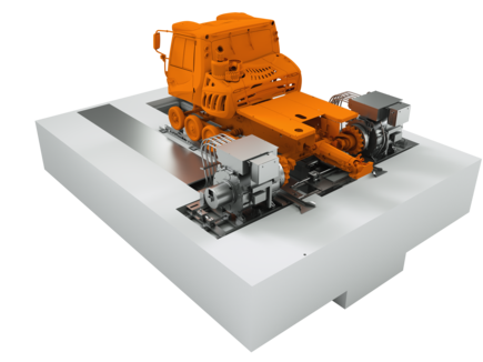 Hub-loading snow groomer test rig