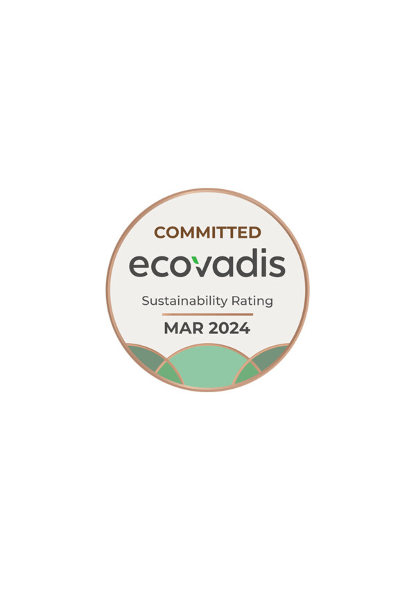 <em>Ecovadis: </em><strong>„Committed“ </strong>mit 55 / 100 Punkten (2024)