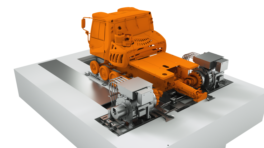 Hub-loading snow groomer test rig