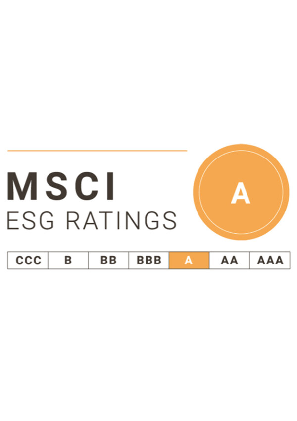 <em>MSCI: </em><strong>„A“</strong> auf einer Skala von AAA–CCC (2025)