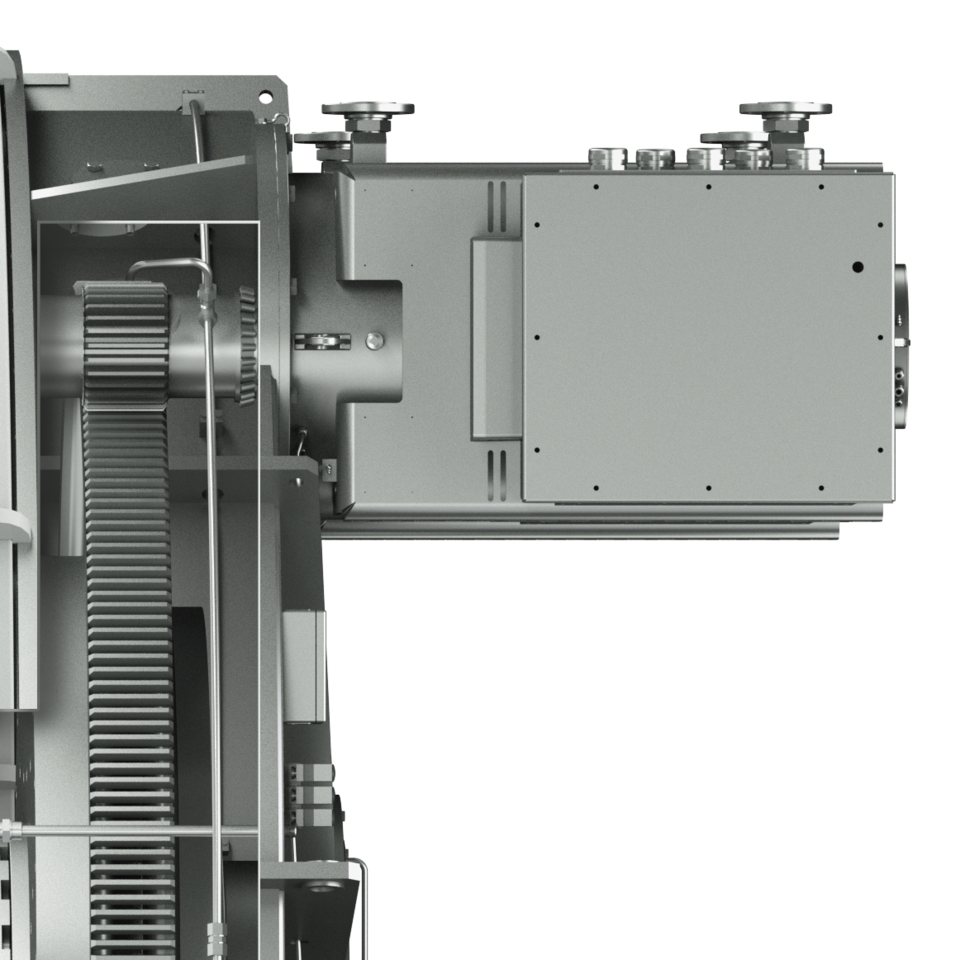 Front end shaft generator compact and easy to install. RENK